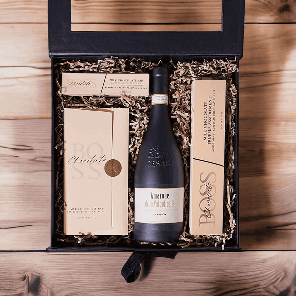 Chocolate & Cesari Amarone Veneto Wine Box – wine gift baskets