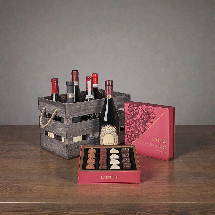 Holiday Rustic Wine Crate, Christmas gift, Christmas, wine gift, wine, chocolate gift, chocolate, luxury gift, luxury, USA delivery