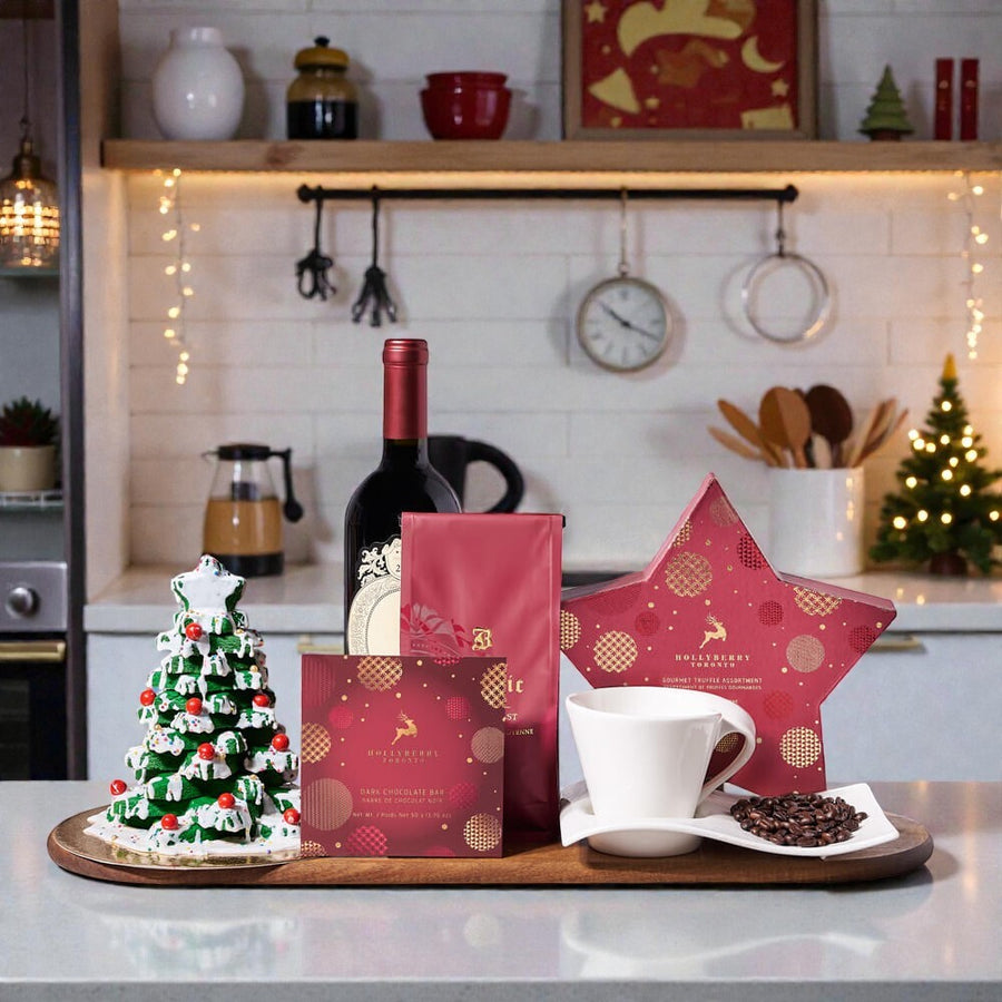 Holiday Warm Comforts Wine Gift Set, wine gift, wine, chocolate gift, chocolate, holiday gift, holiday, Christmas gift, Christmas