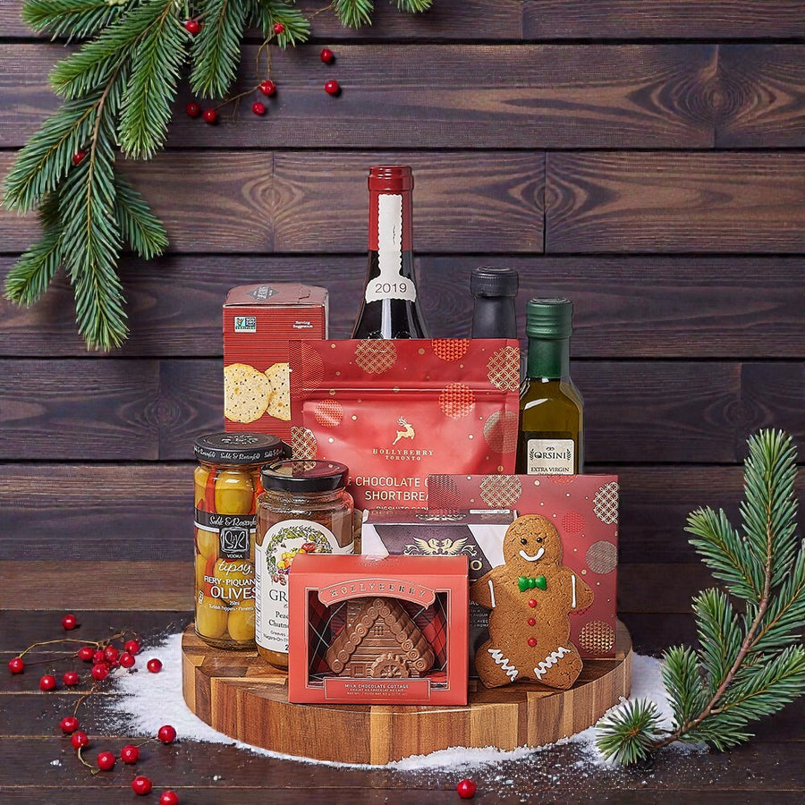 Santa’s Muskoka Wine & Cheese Board, wine gift, wine, chocolate gift, chocolate, Christmas gift, Christmas, USA delivery
