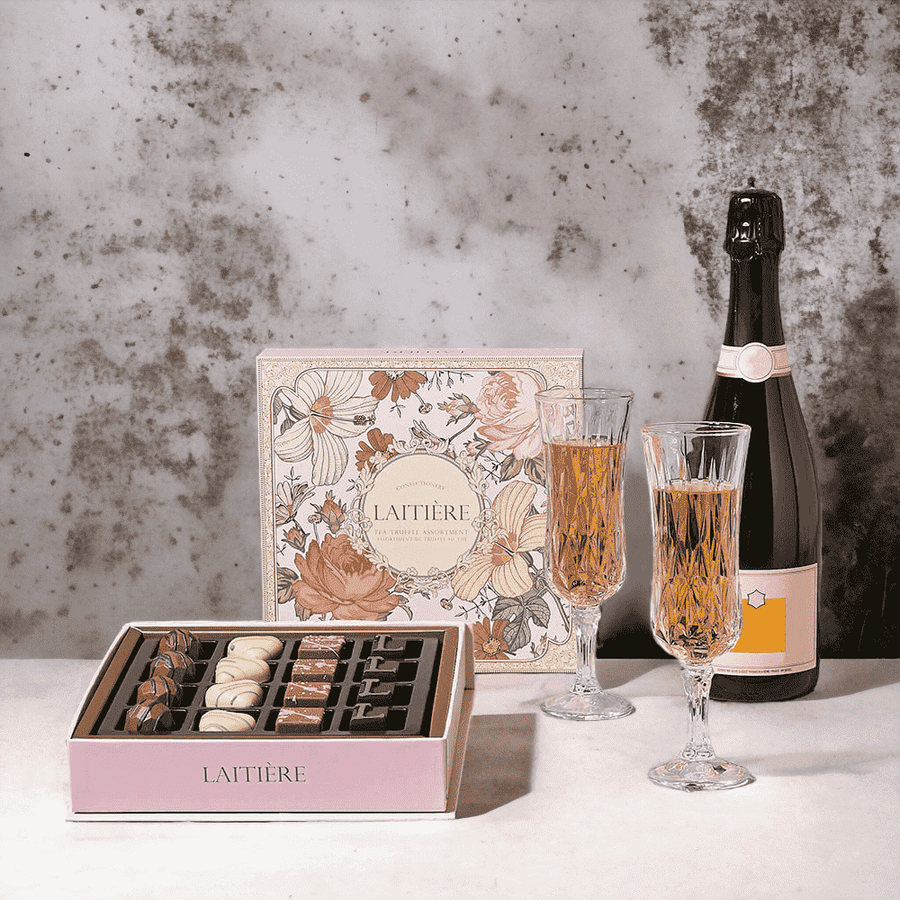 Bubbly & Chocolate for Two from Monthly Sommelier USA - Champagne Gift Basket - USA Delivery