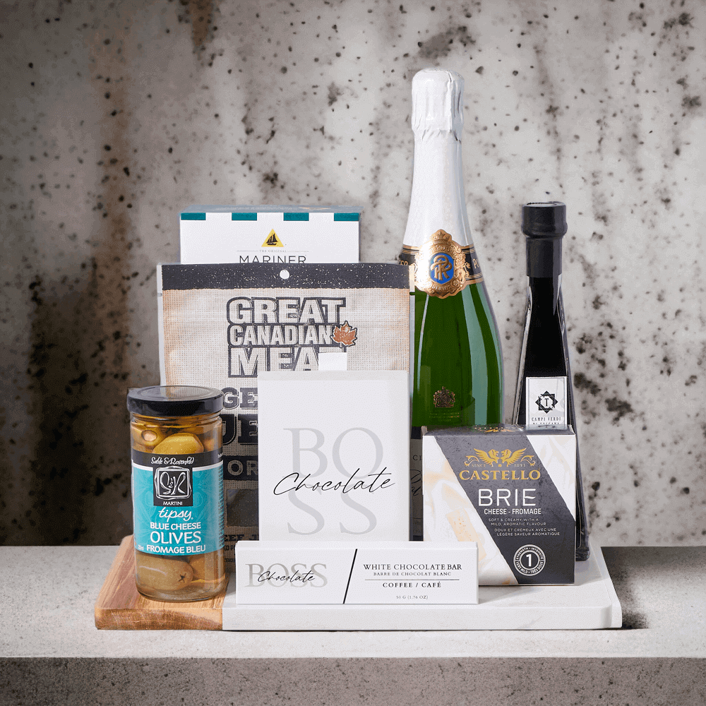 "Charmed" Champagne & Snack Gift Board from Monthly Sommelier USA - Champagne Gift Basket - USA Delivery