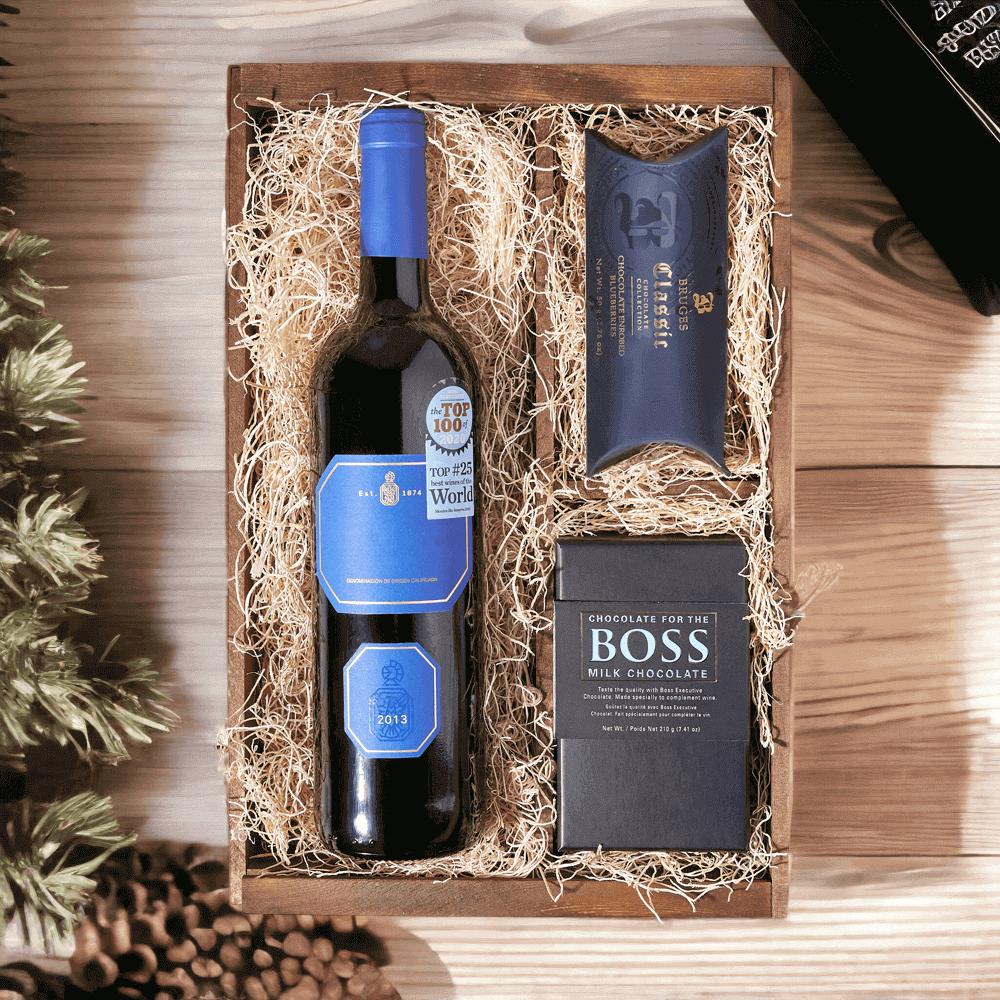 Fine Wine & Chocolate Gift Box - wine gift baskets- USA delivery