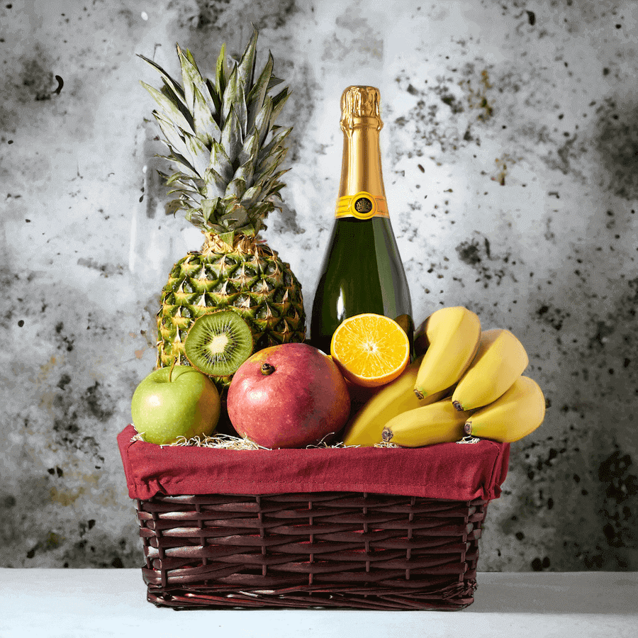 Fresh Fruit & Bubbly Gift Basket - Monthly Sommelier delivery - USA delivery