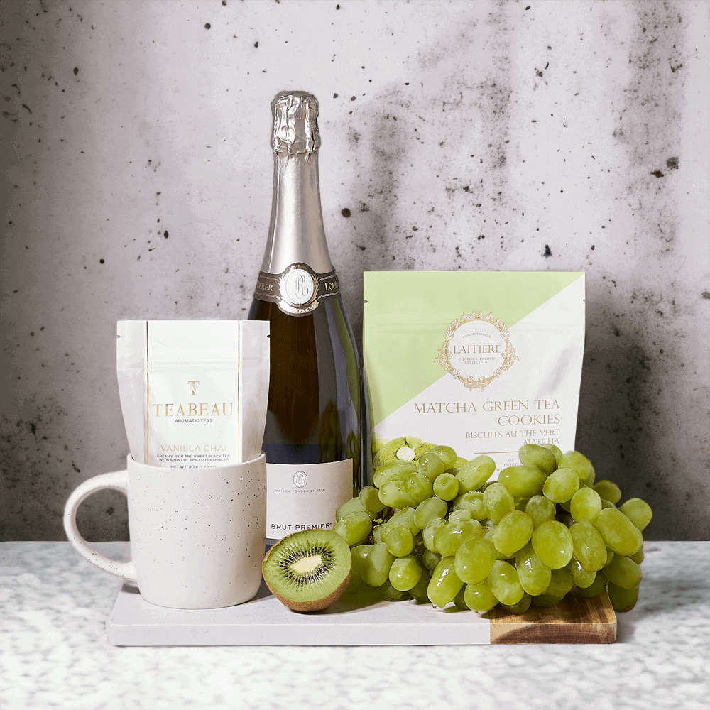 Fruits, Tea, & Bubbly Gift Basket