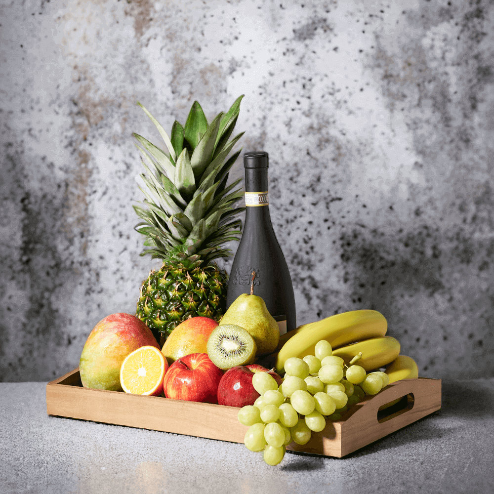 Fruits & Wine Galore Gift Tray - Monthly Sommelier delivery - USA delivery