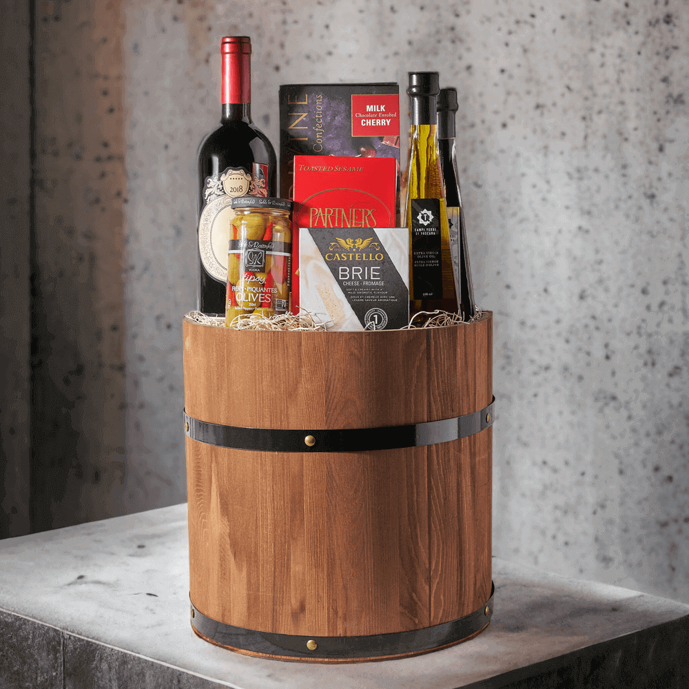 Gourmet Treats & Wine Gift Barrel
