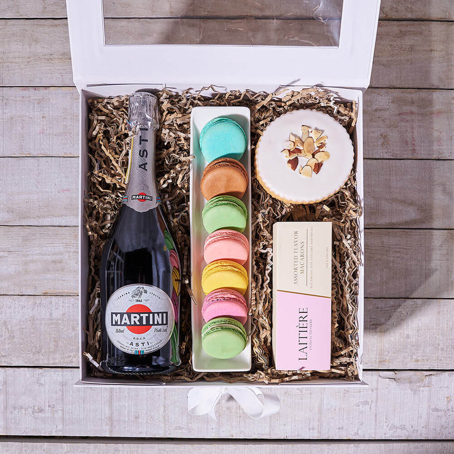 Piedmont Martini Sparkling Wine & Cookie Box,  sparkling wine gift, sparkling wine, gourmet gift, gourmet, cookie gift, cookie, champagne gift, champagne