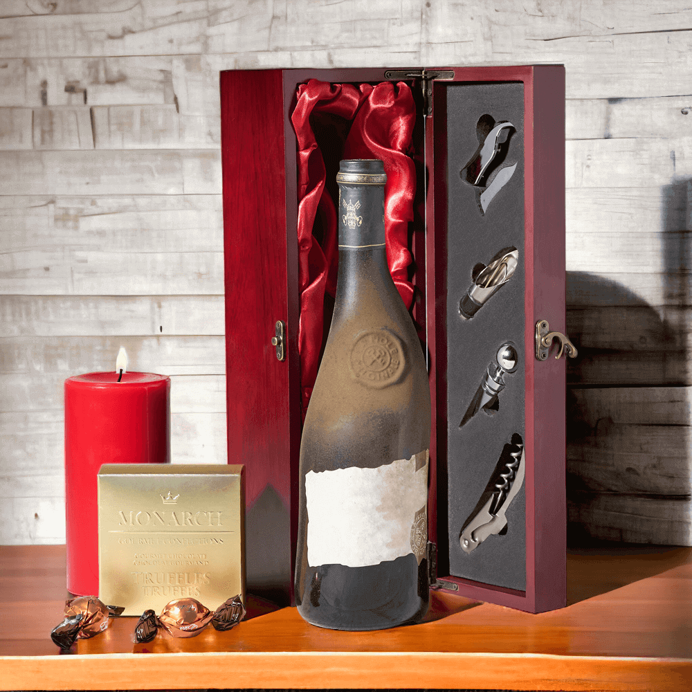 Red & Gold Truffles & Wine Gift Box - Monthly Sommelier delivery - USA delivery