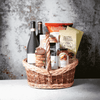 This beautiful wicker basket comes packed and loaded with a wonderful variety of treats, including enough wine to satisfy an evening for two. 
