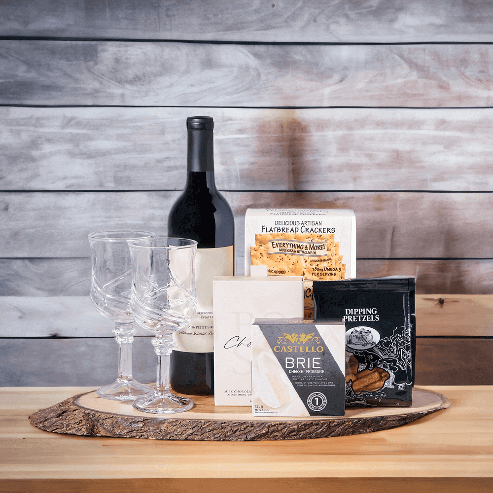 The Wine & Cheese Gift Board from Monthly Sommelier USA - Wine Gift Basket - USA Delivery