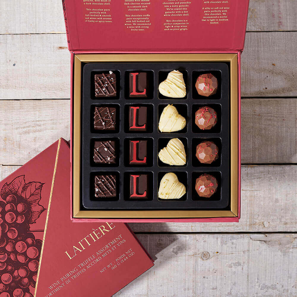 Chocolate - LaitiAre Wine Pairing Truffle Assortment : For any lover of wine and chocolate the LaitiAre Wine Pairing Truffle Assortment is a delectable offering of select chocolate truffles.