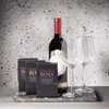 "Triple the Chocolate" Wine Gift Set with Bottle Of Wine, Boss  White Chocolate Box, Boss Medium Dark Chocolate Box, Boss Extra Dark Chocolate Box, Marble Serving Board, and 2 Wine Glasses.   