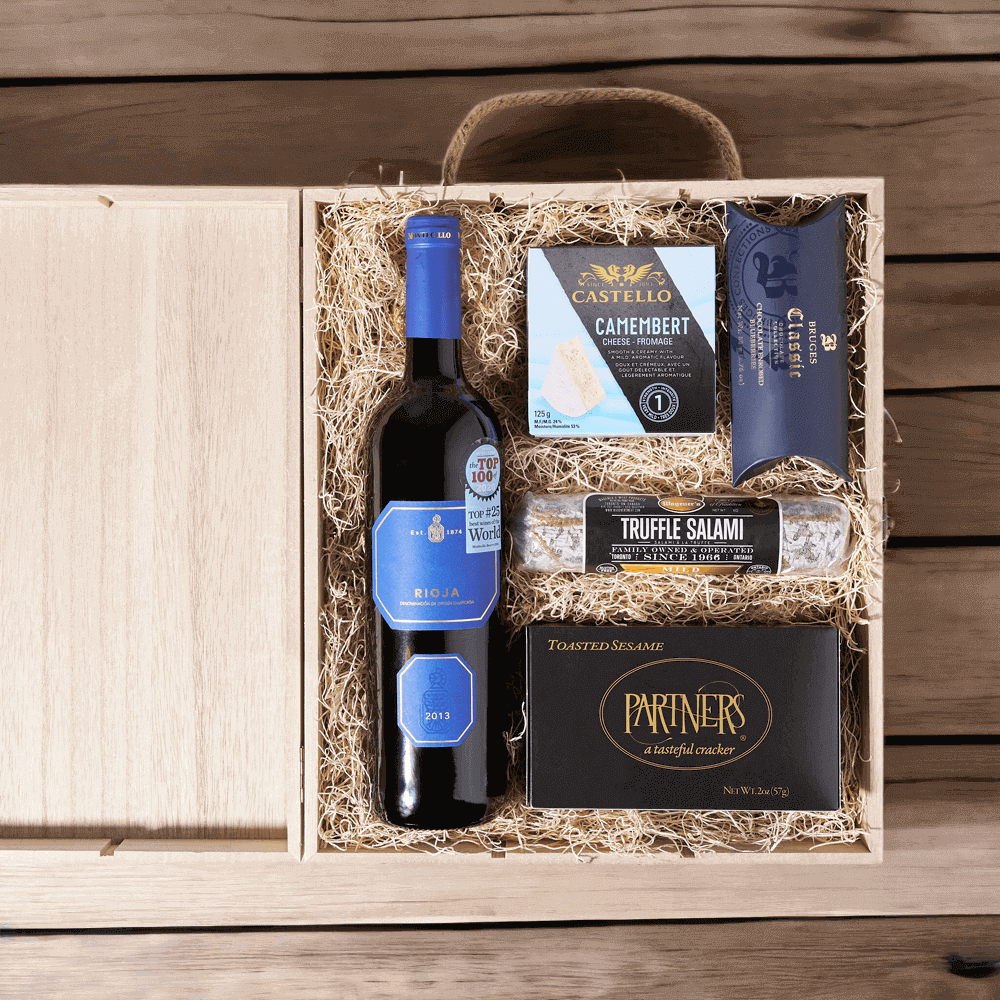 Wine & Cheese Gift Crate from Monthly Sommelier USA - Wine Gift Basket - USA Delivery