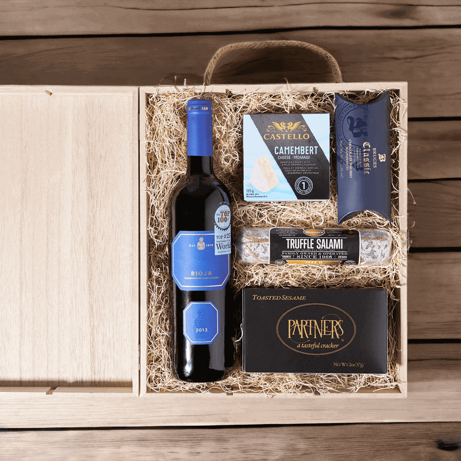 Wine & Cheese Gift Crate from Monthly Sommelier USA - Wine Gift Basket - USA Delivery