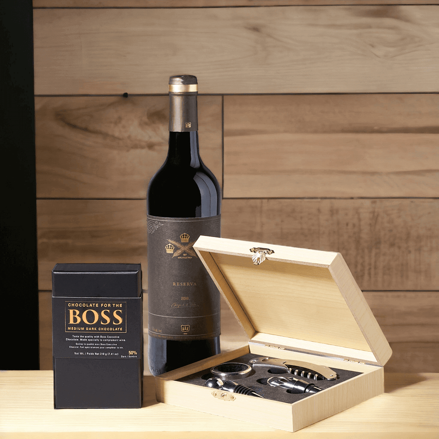 Wine & Medium Dark Chocolate Complete Kit from Monthly Sommelier USA - Wine Gift Basket - USA Delivery
